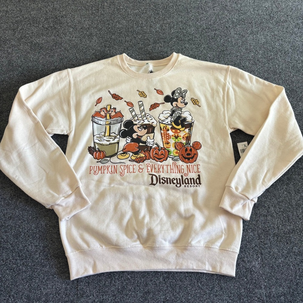 Disney Disneyland NWT Pumpkin Spice Everything Nice Sweatshirt Cream XS
